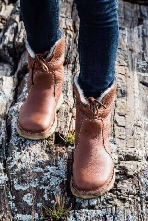 Bottes Imperméables En Cuir Polaire Avec Doublure En Laine