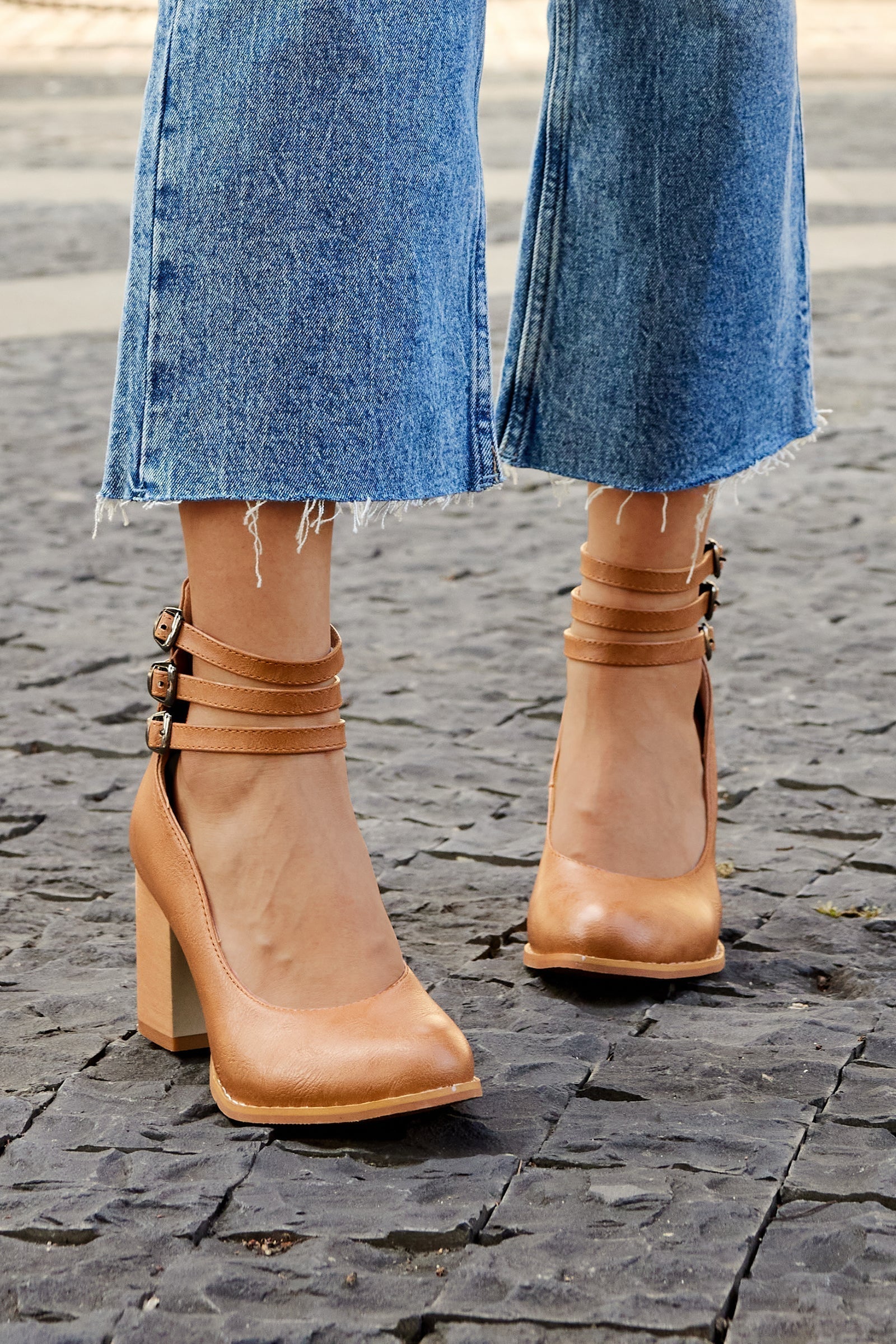 Elisa™ | Sandales lisses à talon épais