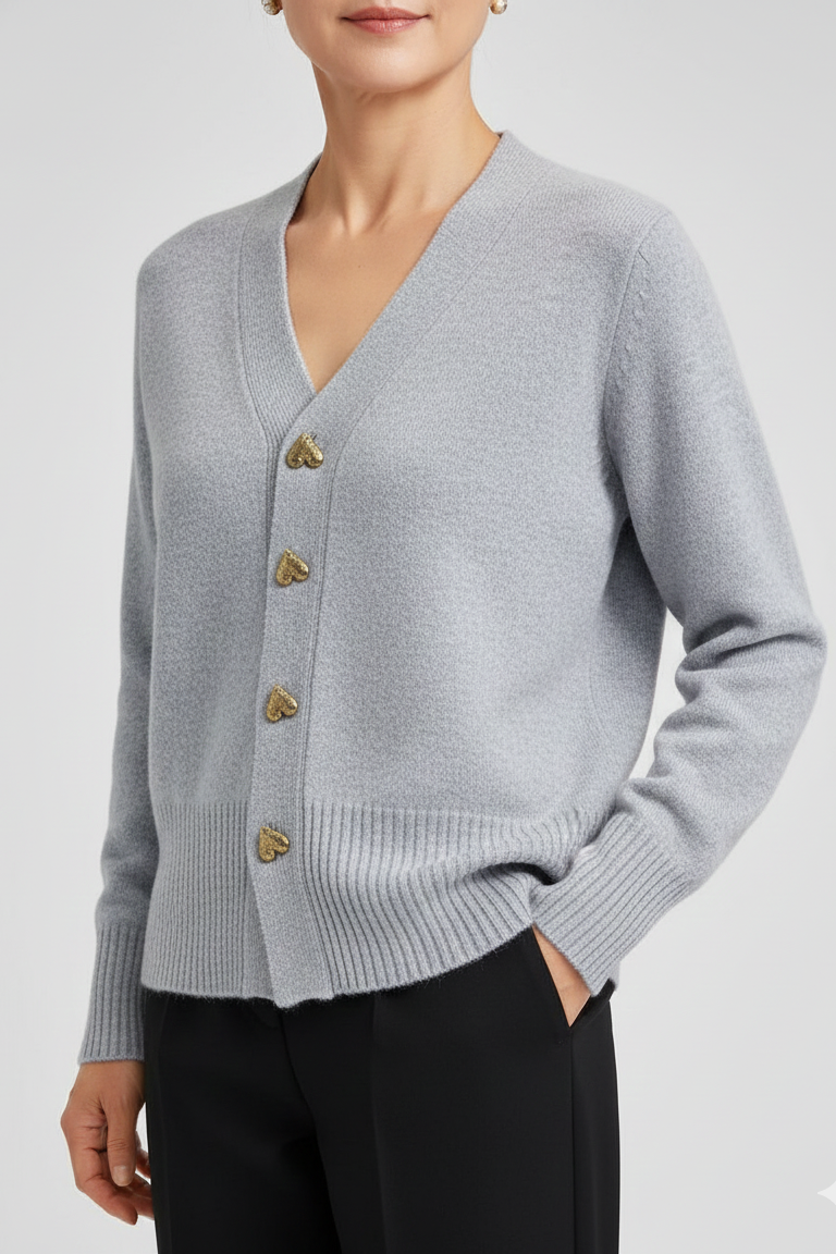 Lea – Gilet Élégant à Boutons Cœur