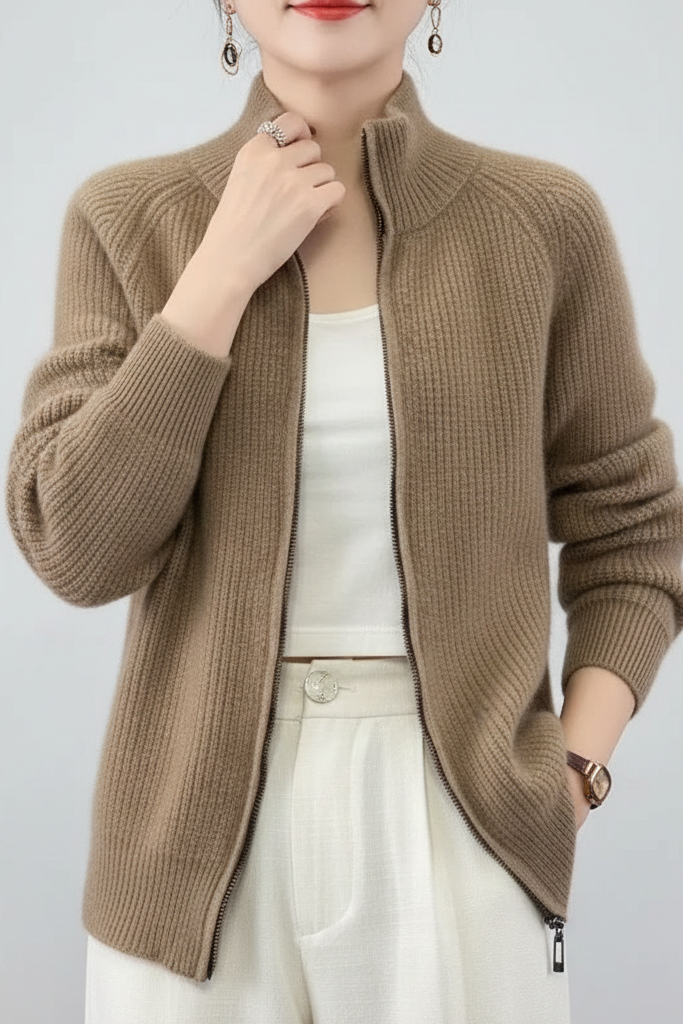 Sarah – Cardigan Élégant Zippé